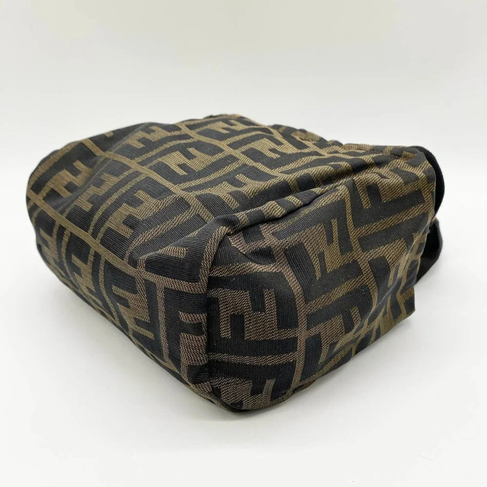 Authentic FENDI 2151/26541/009 Mini Handbag Pouch Zucca Nylon Canvas Khaki Brown - Picture 3 of 7